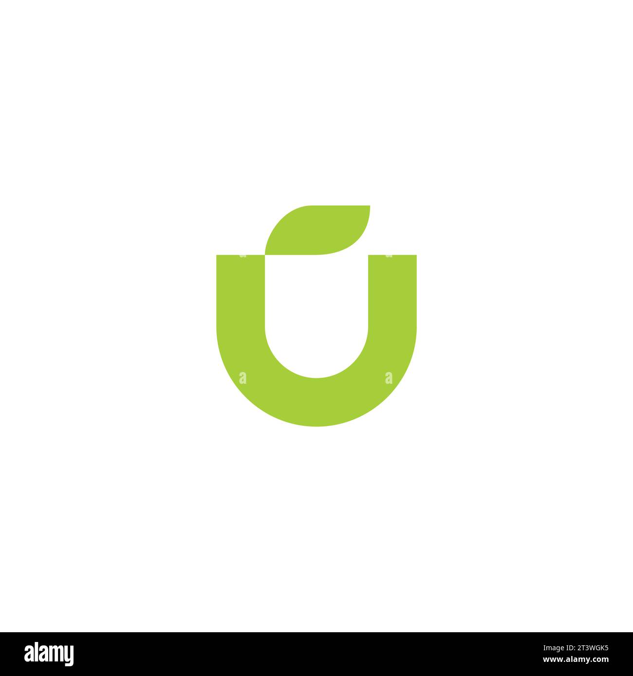 Design iniziale del logo U Leaf. Lettera di crescita U Illustrazione Vettoriale