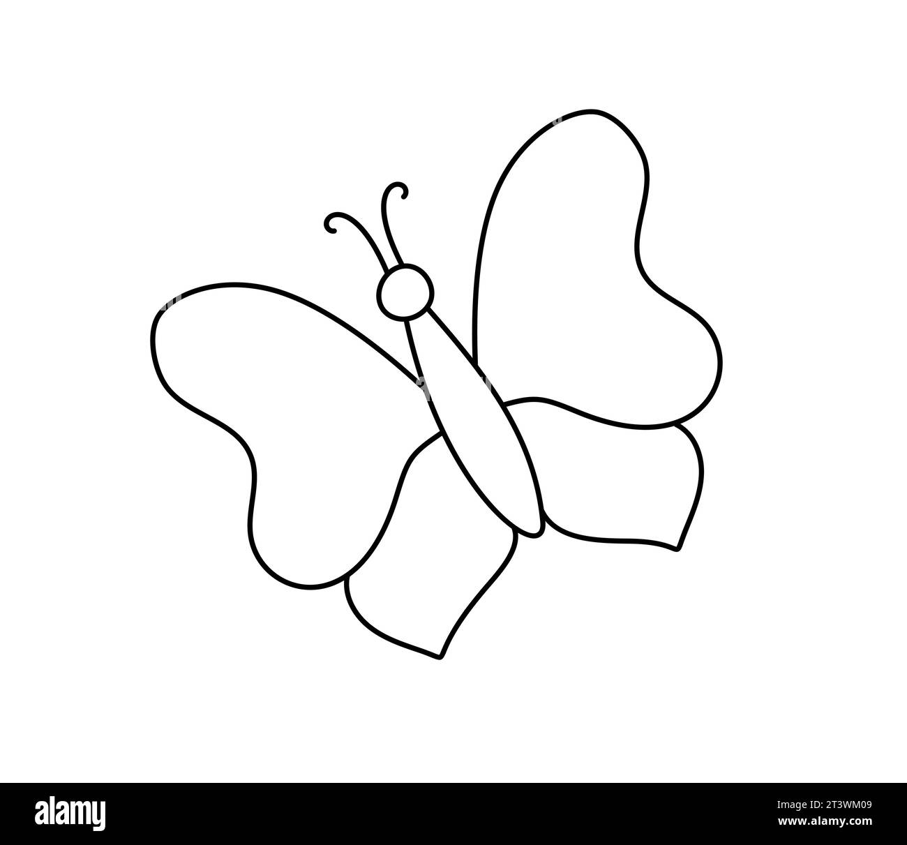 Icona profilo farfalla. Segno di stile lineare per concetto mobile e web design. Insetti vettore semplice line art. Simbolo, illustrazione del logo Illustrazione Vettoriale