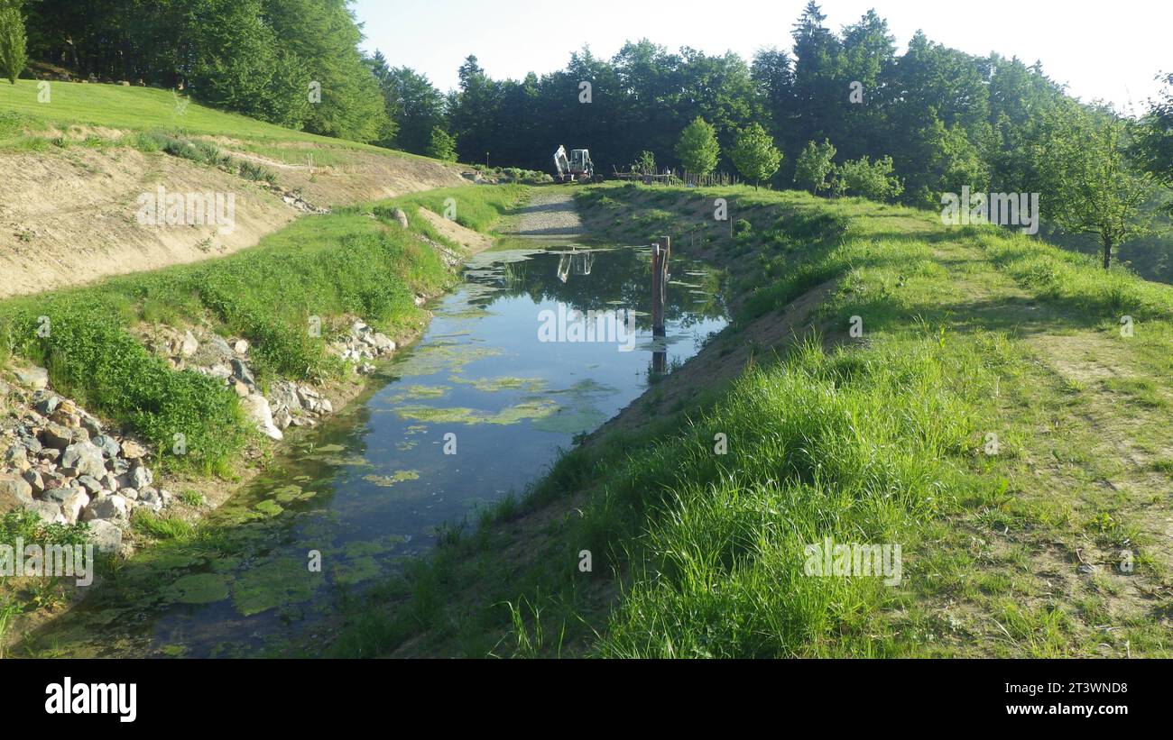 Costruzione di laghetti per la progettazione di giardini acquatici stagno e paesaggio naturale credito: Imago/Alamy Live News Foto Stock