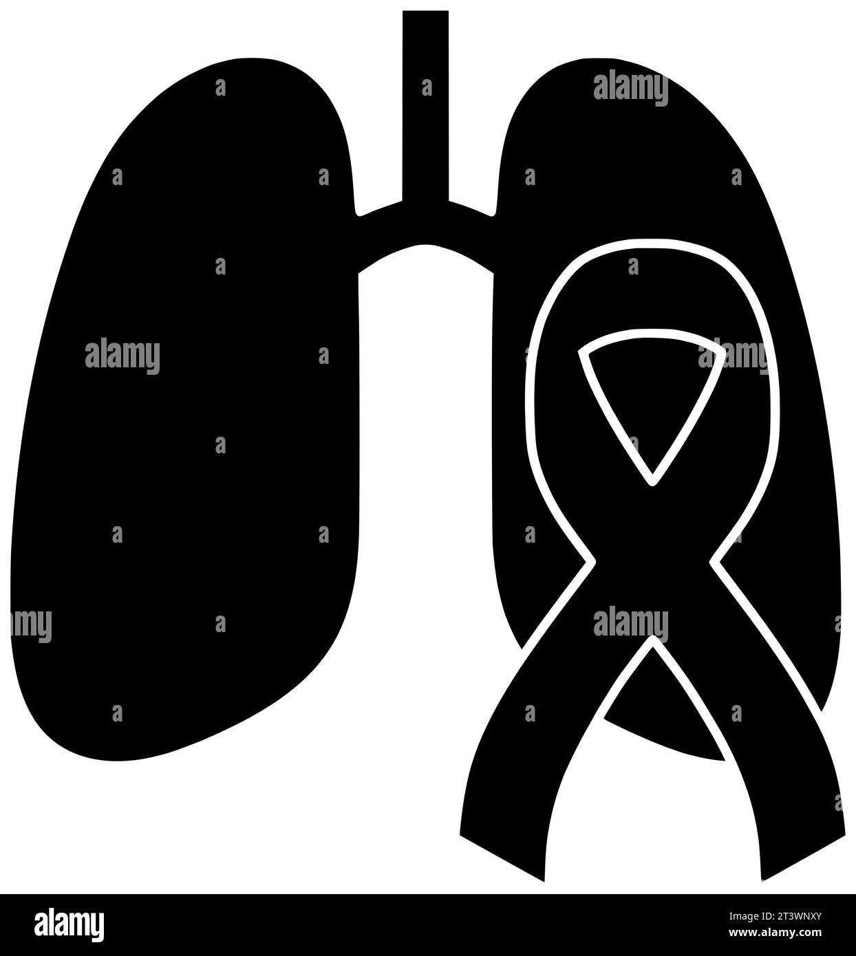 salute cancro nero silhouette virus illustrazione icona della malattia polmonite logo nastro cura tubercolosi polmonare respiratorio polmonare polmonare bpco asma Foto Stock