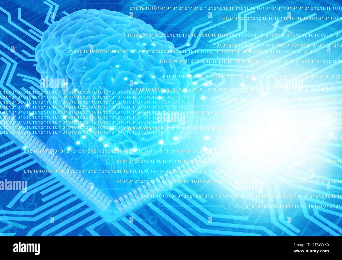 Concetto di intelligenza artificiale, intelligenza artificiale, background tecnologico del cervello umano. illustrazione 3d. Foto Stock