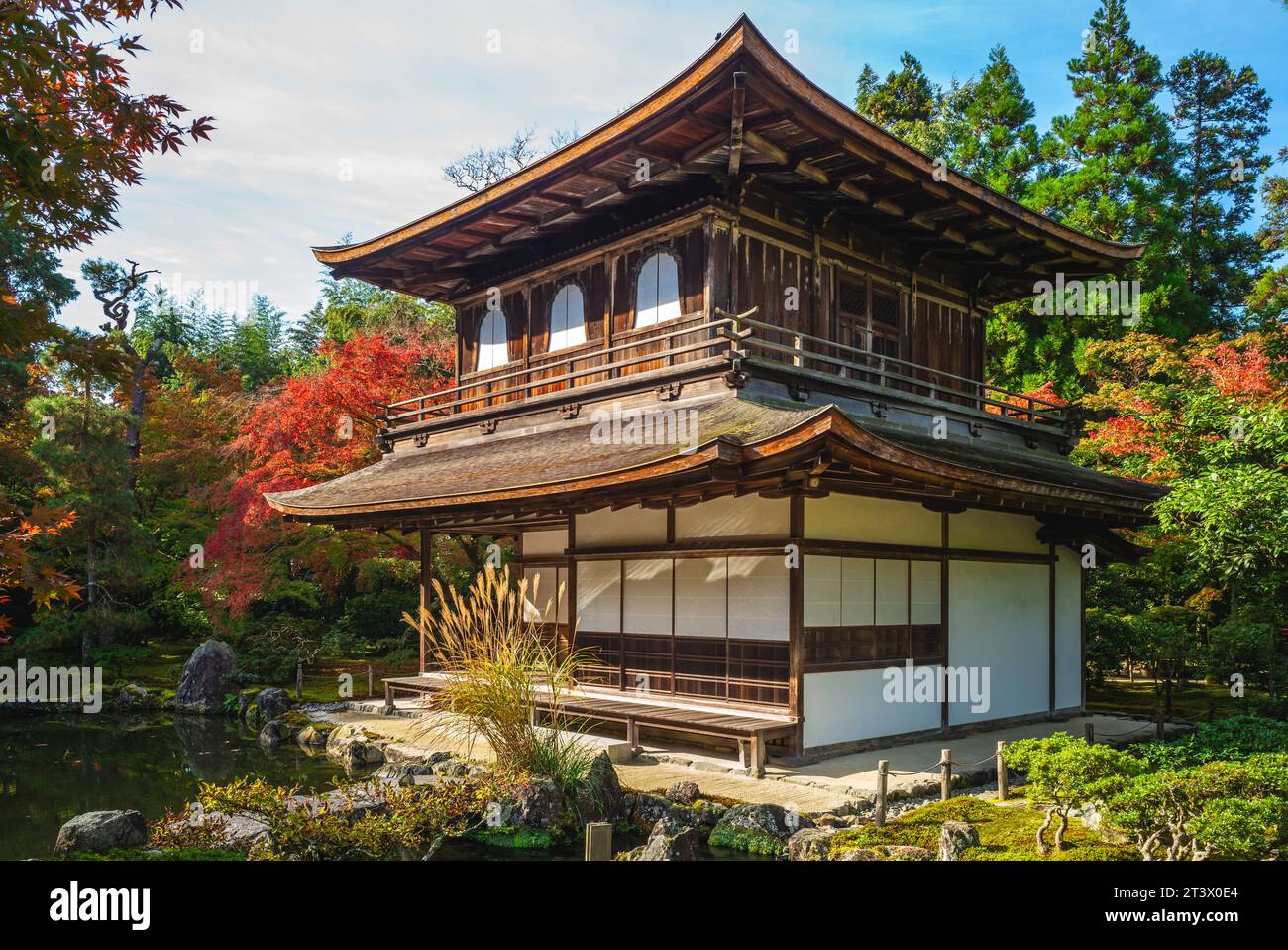 Ginkaku, il Tempio del Padiglione d'Argento situato a Kyoto, Giappone Foto Stock