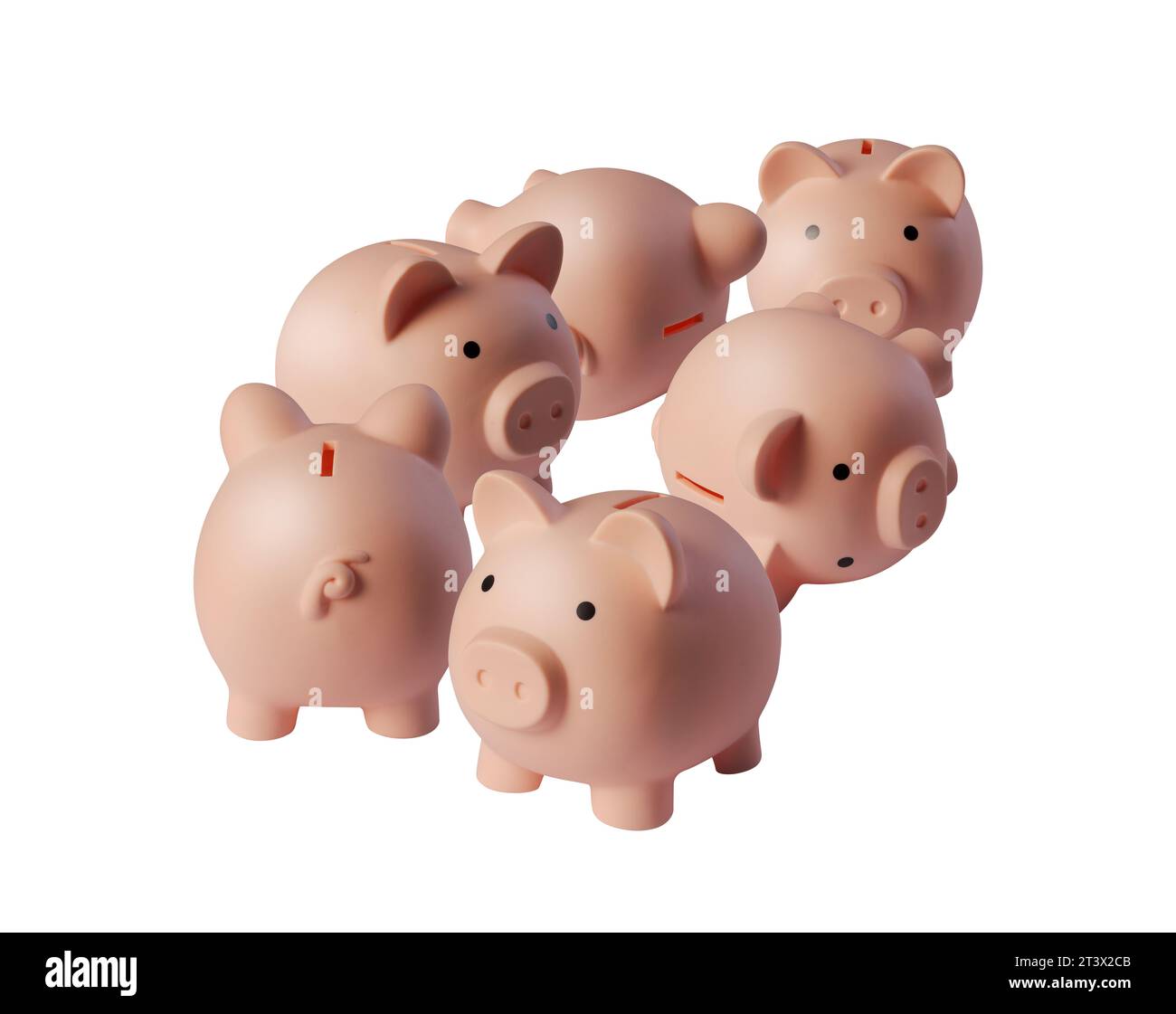 Molte salvadanaio in un gruppo: Crescita finanziaria e concetto di guadagno Foto Stock