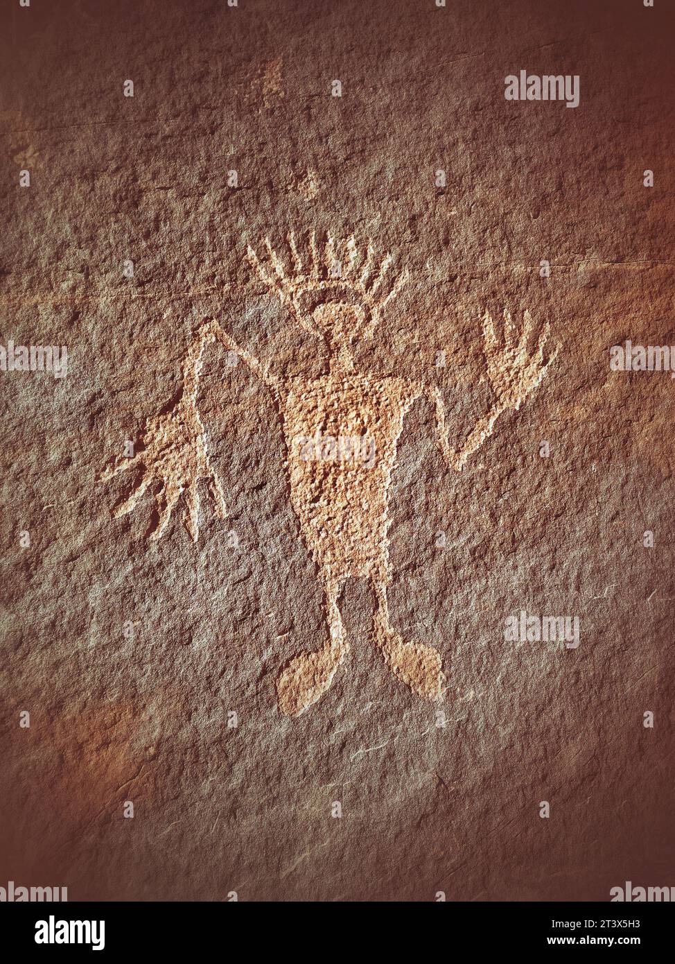 Petroglyph vicino a Moab, Utah. NOTA: Questa immagine fa parte della raccolta myPhone di Aurora di immagini scattate con dispositivi mobili. Le dimensioni dei file disponibili variano e potrebbero non essere appropriate Foto Stock