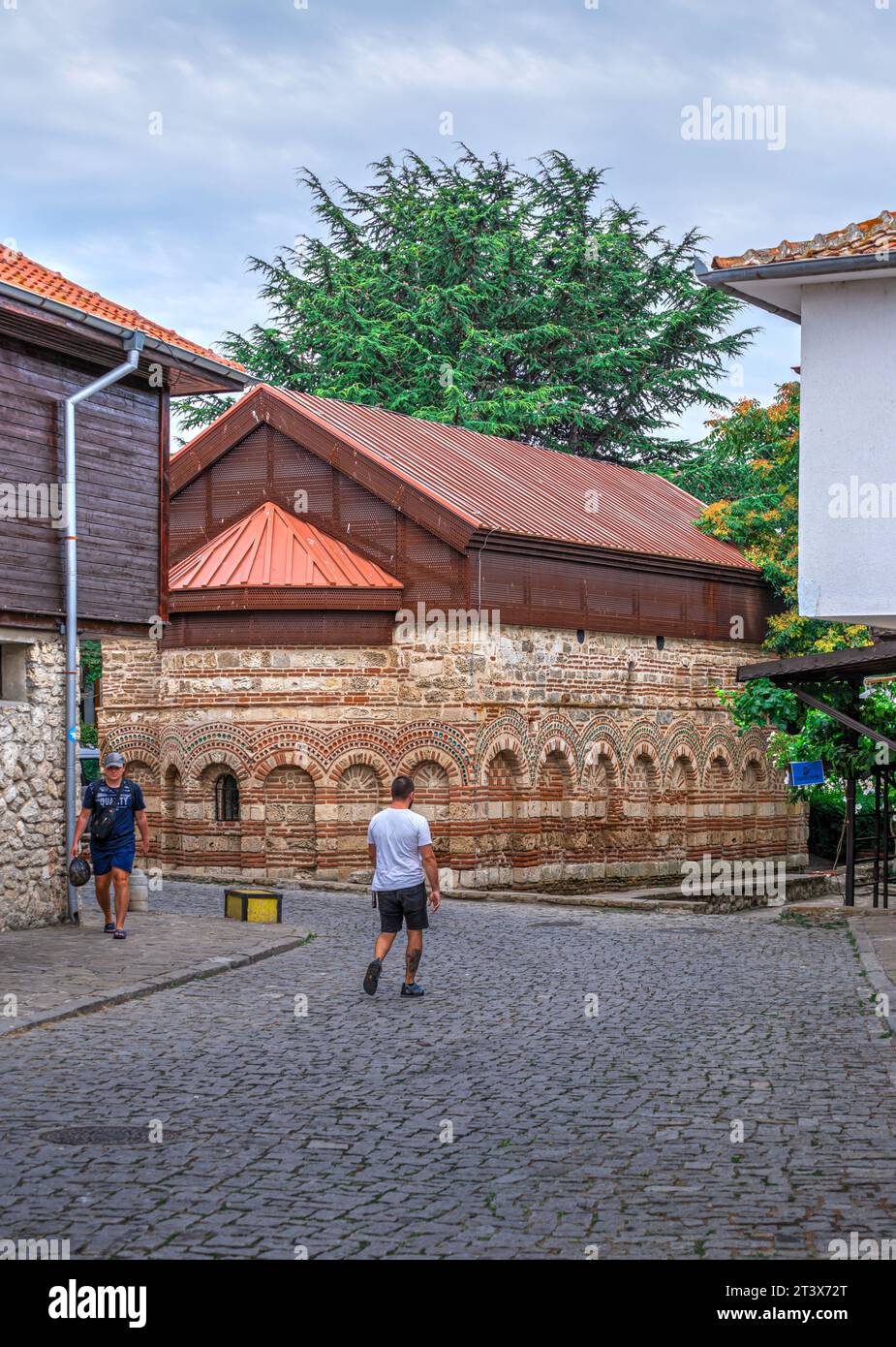 Strade della città vecchia di Nessebar, Bulgaria Foto Stock