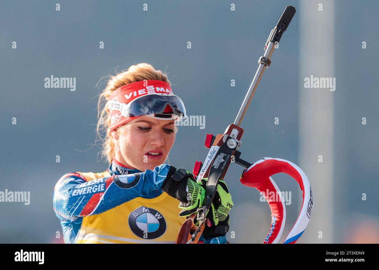 Gabriela Soukalova CZE Aktion Biathlon Welt Cup 10 KM Verfolgung der Frauen a Hochfilzen, Oesterreich AM 12.12.2015 Foto Stock