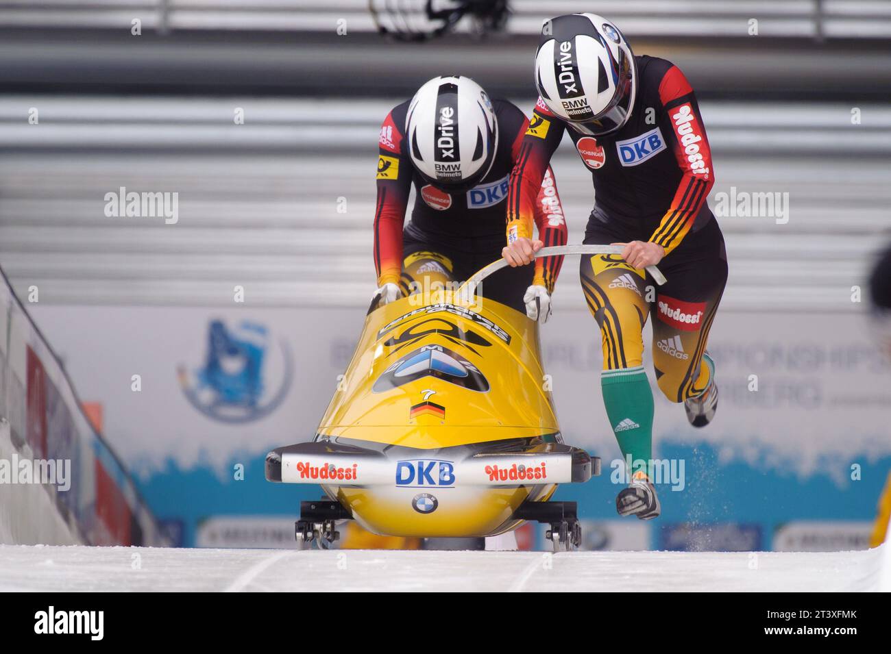 Miriam Wagner und Lisa Marie Buckwitz 2er Bob BMW FIBT World Championships Bob und Skeleton 2015 a Winterberg, Deutschland AM 26.02.2015 Foto Stock