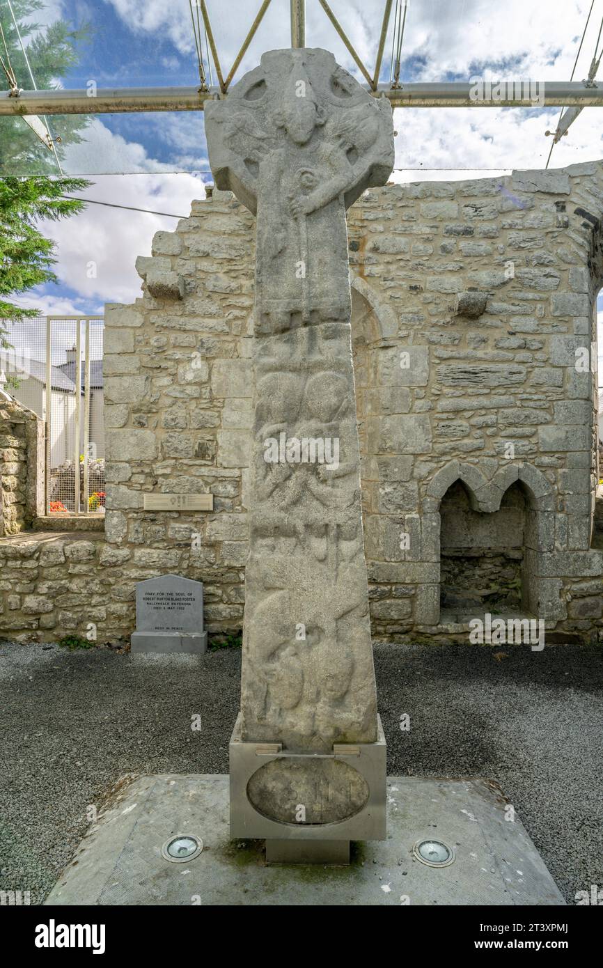 Doorty Cross, Kilfenora Medieval Cathedral (Saint Fachtnanrsquo),The Burren, County Clare, Irlanda, Regno Unito. Foto Stock