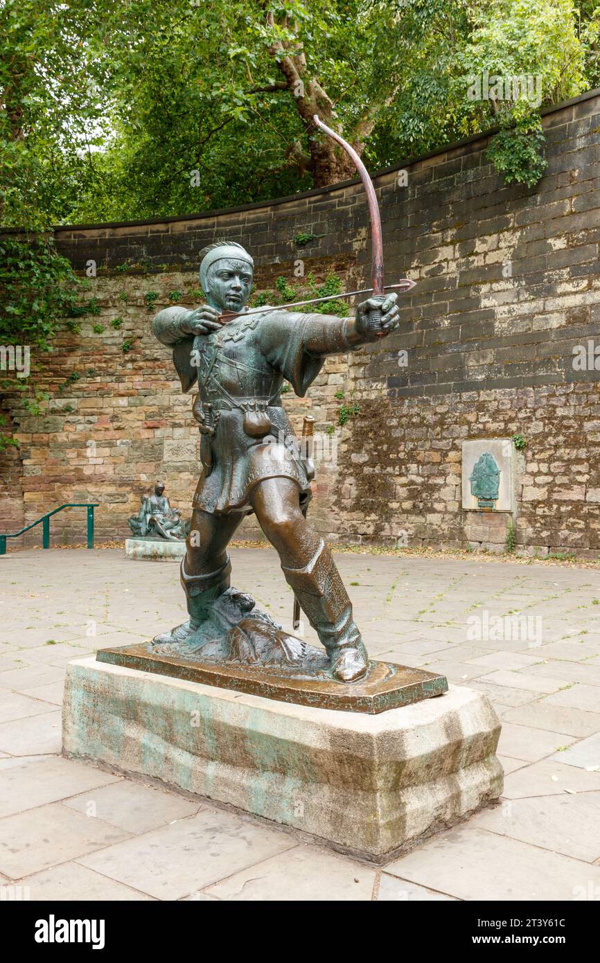 Robin Hood statua Nottingham Foto Stock