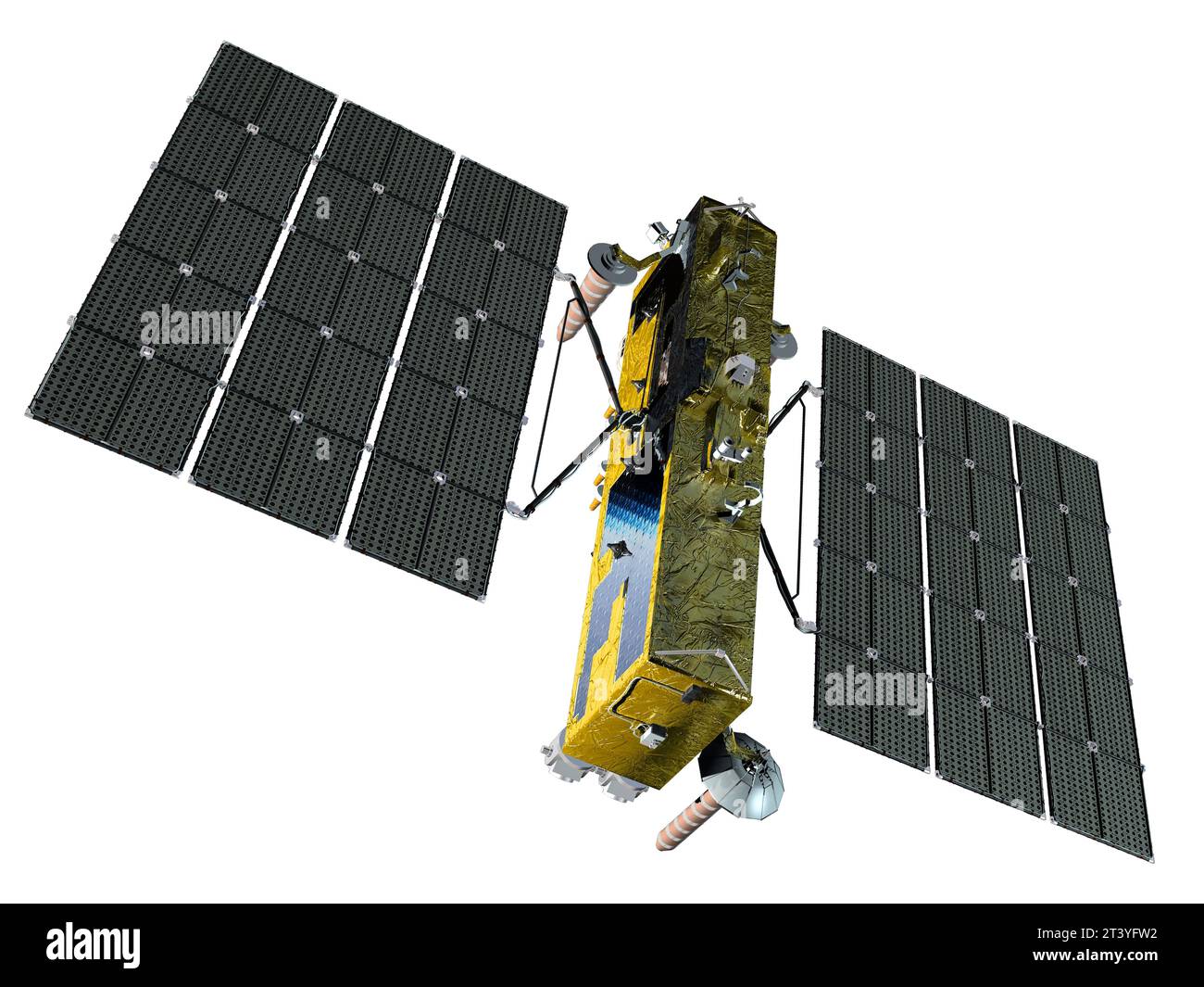 GLONASS-K2 moderno satellite spaziale di navigazione isolato. Rendering 3D. Foto Stock