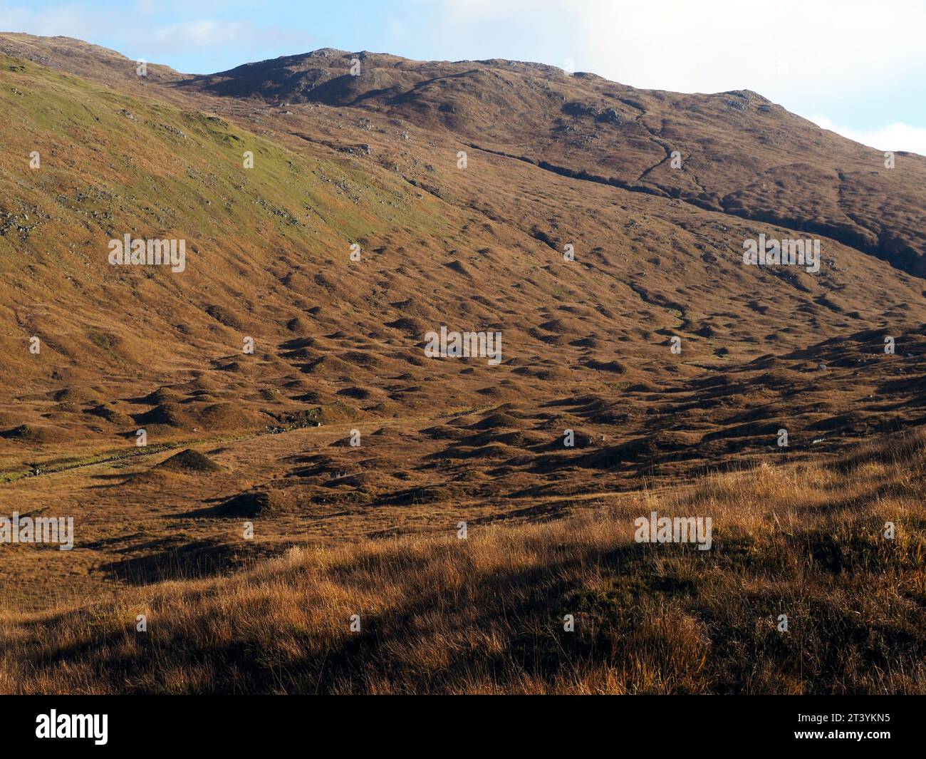 Drumlins, Allt Buidhe Mor di Caol bheinn, Morvern, Scozia Foto Stock