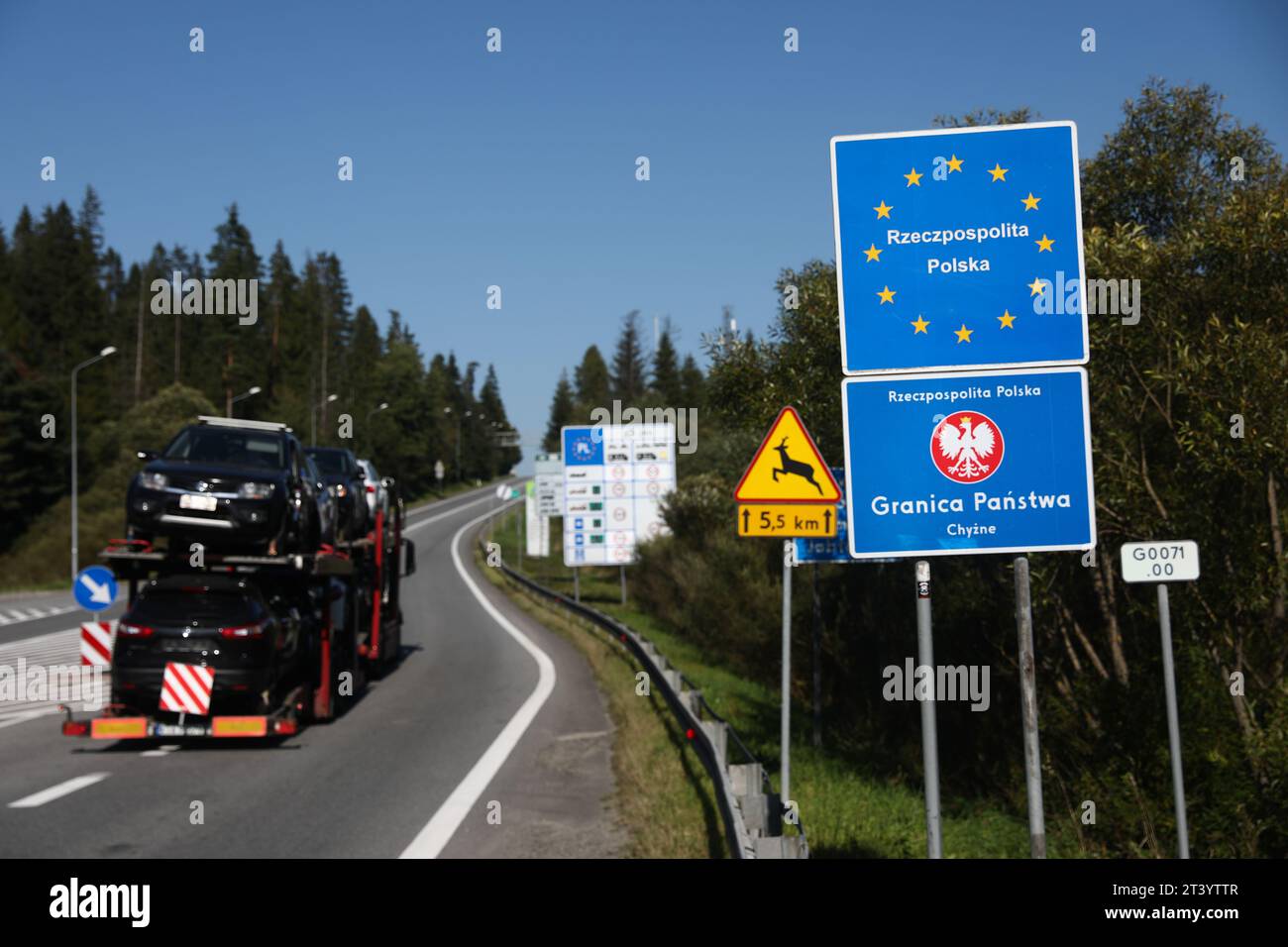 Chyzne, Polonia. 29 settembre 2023. Confine polacco-slovacco. Foto Stock