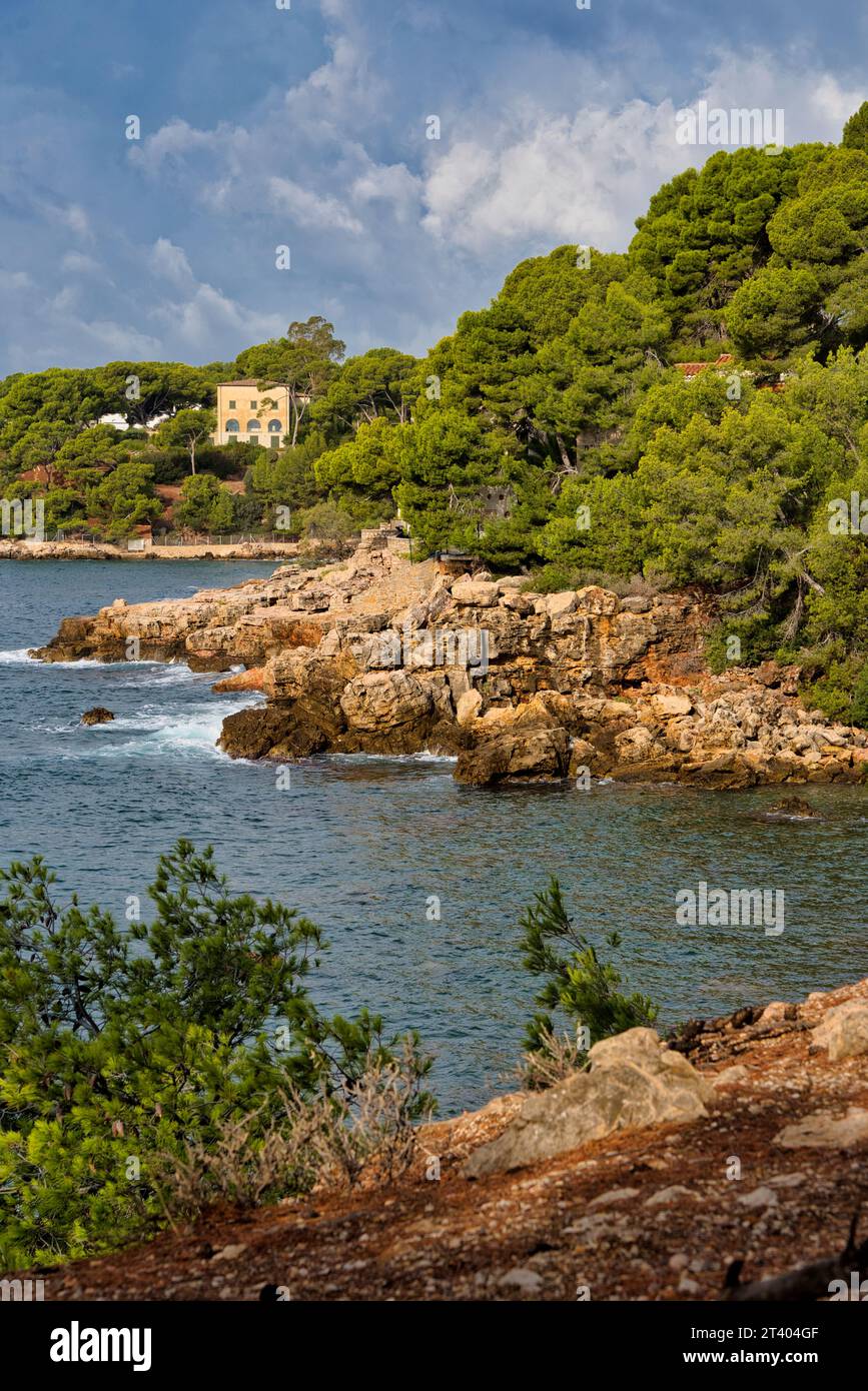 Serie di paesaggi della costa mediterranea, nel comune di Bandol (Var) nel sud della Francia. Foto Stock