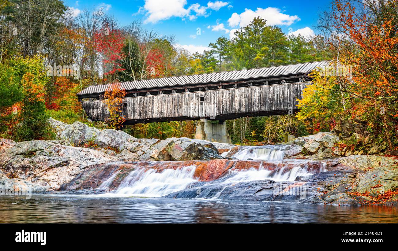 Swiftwater Covered Bridge a Bath, New Hampshire Foto Stock