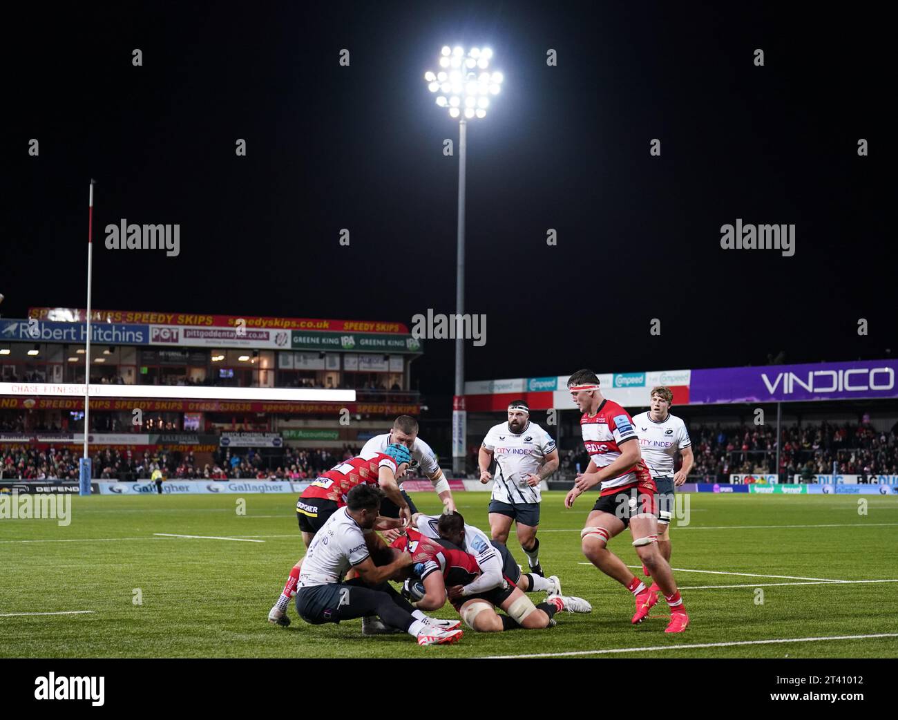 Una visione generale del gioco durante la partita Gallagher Premiership al Kingsholm Stadium, Gloucester. Data immagine: Venerdì 27 ottobre 2023. Foto Stock