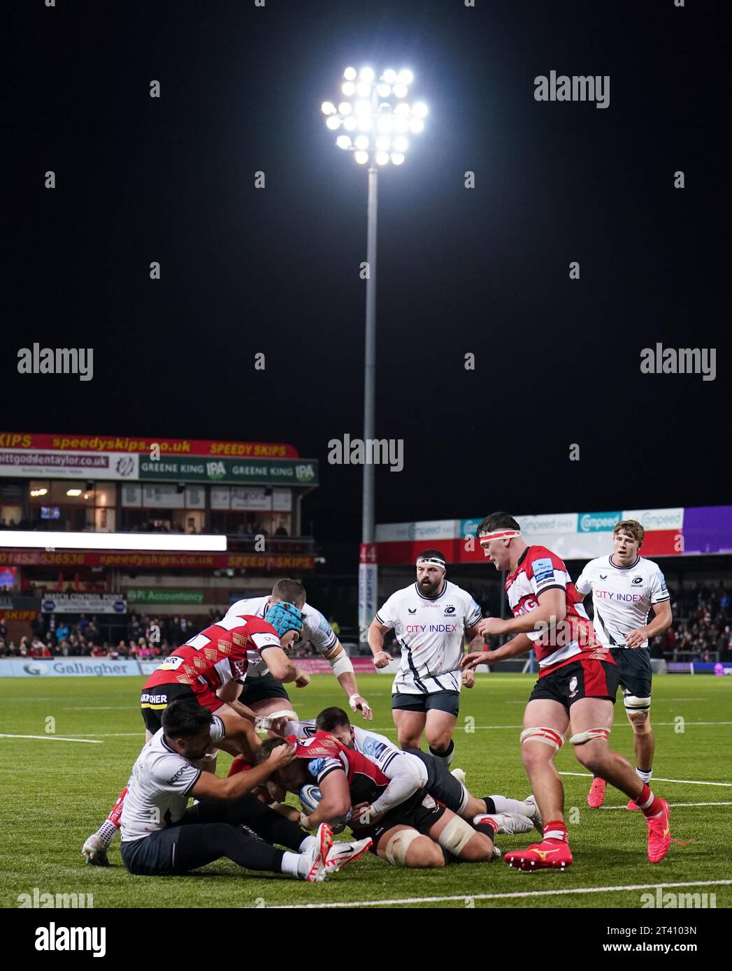 Una visione generale del gioco durante la partita Gallagher Premiership al Kingsholm Stadium, Gloucester. Data immagine: Venerdì 27 ottobre 2023. Foto Stock