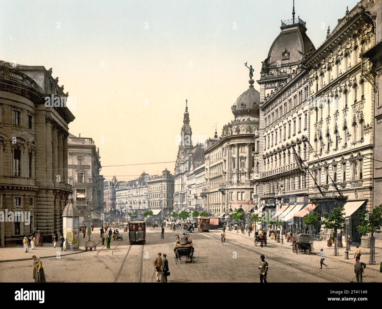 Ring Street, Budapest, Ungheria, Austro-Ungheria, circa 1900 Foto Stock