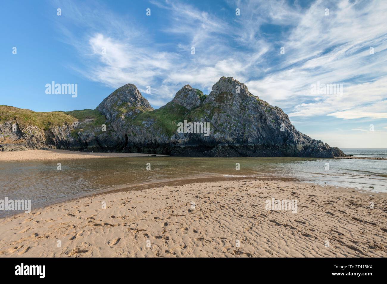 Three Cliffs Bay Beach, Gower Peninsula, Galles Foto Stock