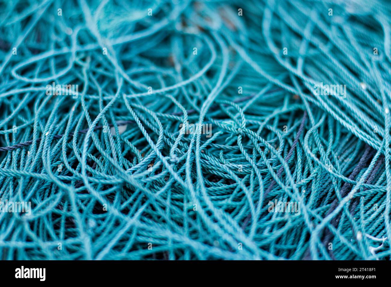 Primo piano di una rete da pesca aggrovigliata Foto Stock