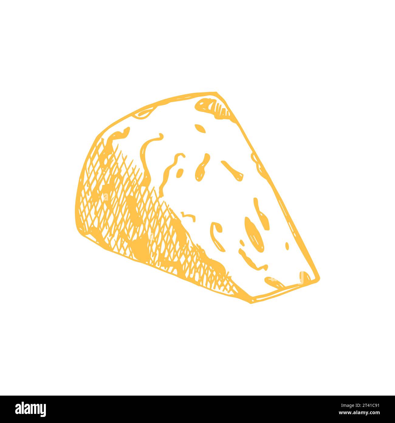 Blocco vettoriale di formaggio blu deliziosa muffa, latte morbido prodotto lattiero-caseario. Cibo delizioso illustrazione disegnata a mano isolata su sfondo bianco. Perfetto per Illustrazione Vettoriale