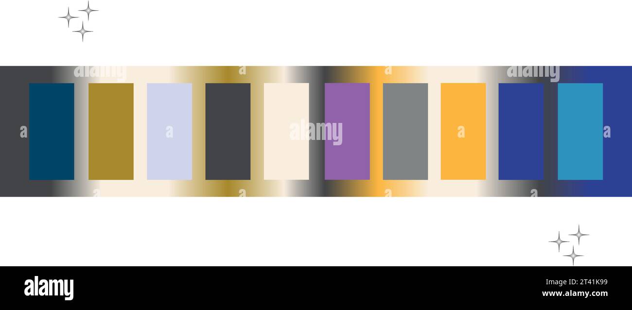 Colori World Trends Palettes Collection 202324, campioni di colore vettoriali. Tavolozza di colori di lusso con sfondo sfumato luminoso. Concetto Premium. Illustrazione Vettoriale