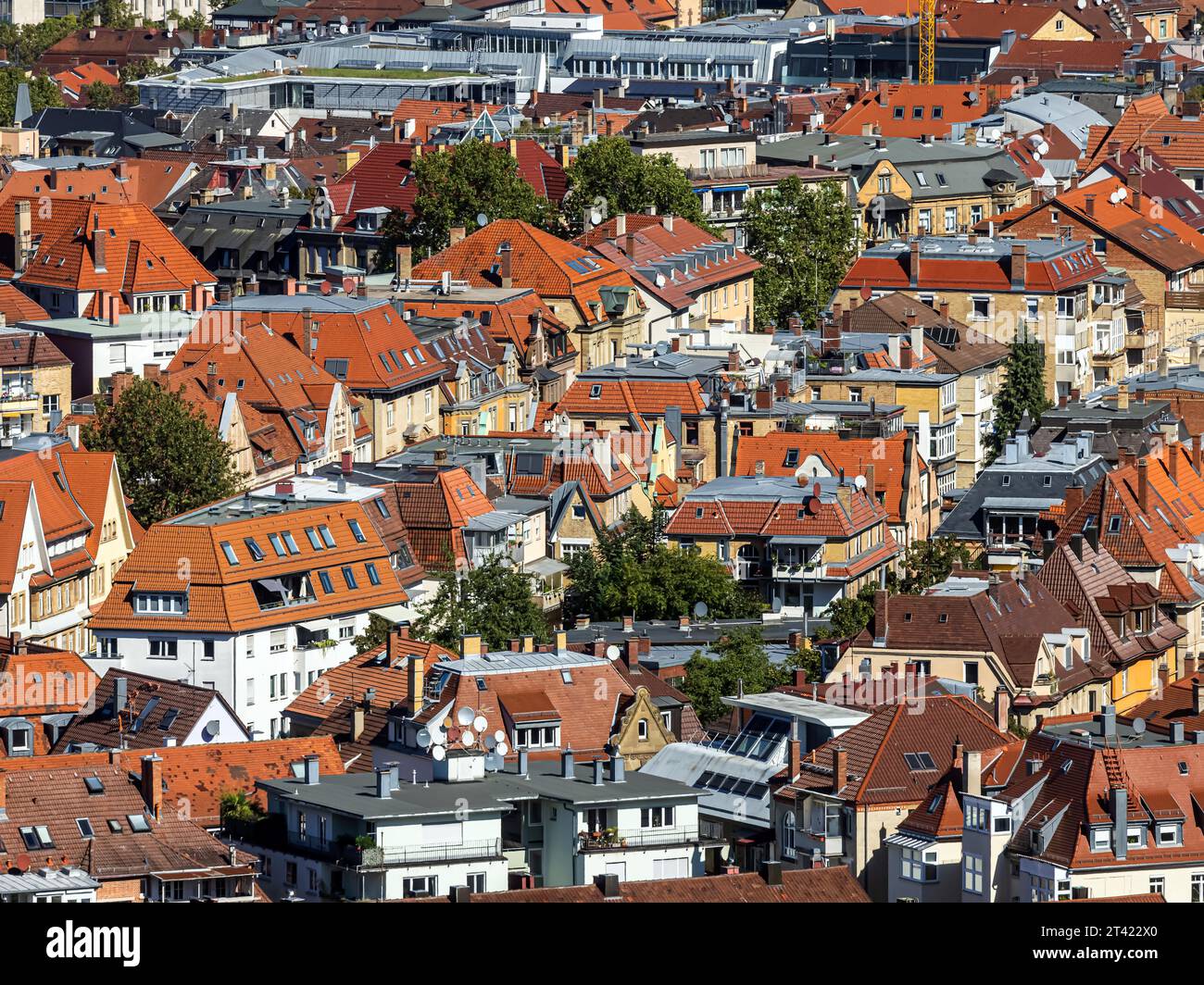 Vista sulla città, vista sui tetti di Stoccarda-Sued, Stoccarda, Baden-Wuerttemberg, Germania Foto Stock