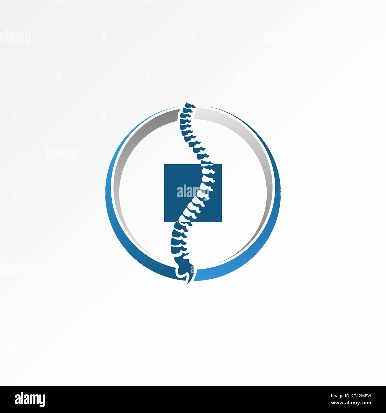 Logo design concetto grafico creativo premium astratto vettoriale stock unico osso dorsale su blocco Swoosh quadrato relativo all'assistenza sanitaria fisioterapia sport Illustrazione Vettoriale