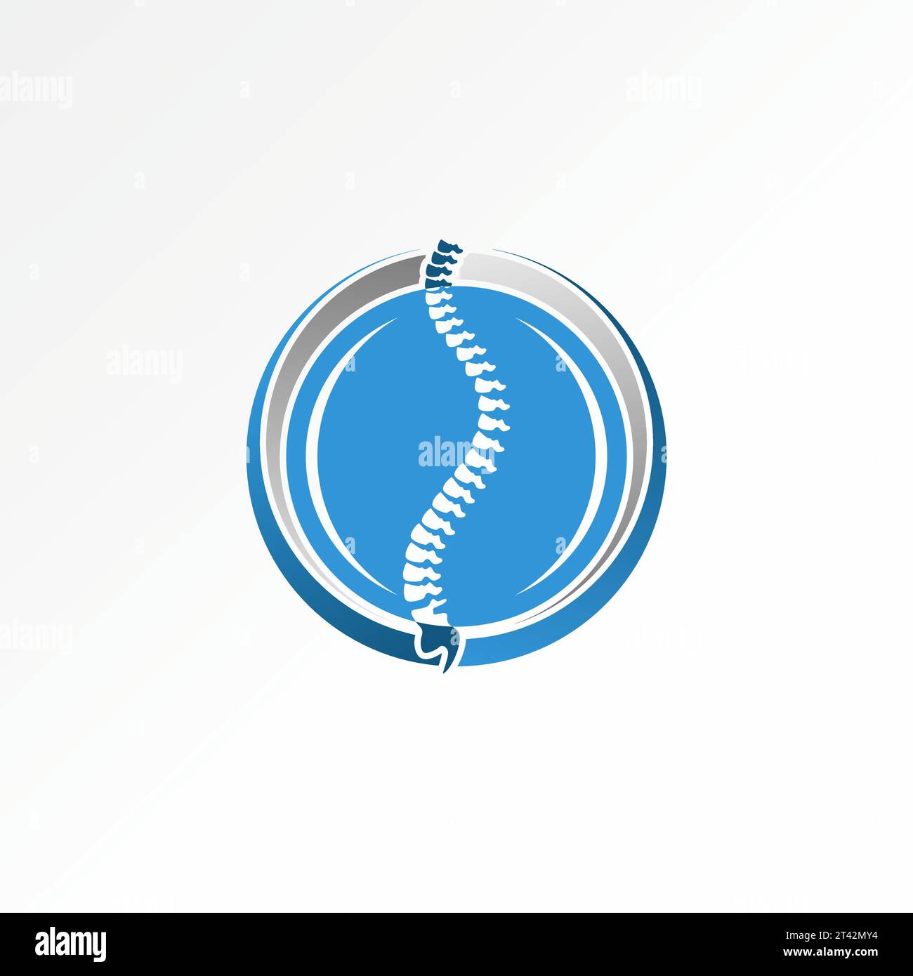 Logo design concetto grafico astratto creativo stock vettoriale premium unico osso dorsale su cerchio a blocchi Swoosh relativo all'assistenza sanitaria fisioterapia sport Illustrazione Vettoriale