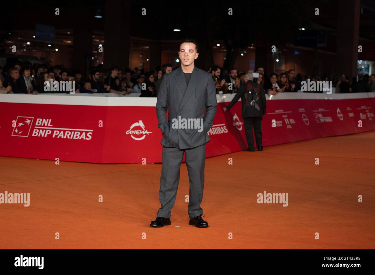 ROMA, ITALIA - OTTOBRE 27: Salmo partecipa ad un Red carpet per il film 'CVLT' durante il 18° Festival del Cinema di Roma all'Auditorium Parco della musica il 27 ottobre 2023 a Roma. (Foto di Luca Carlino/NurPhoto)0 Foto Stock