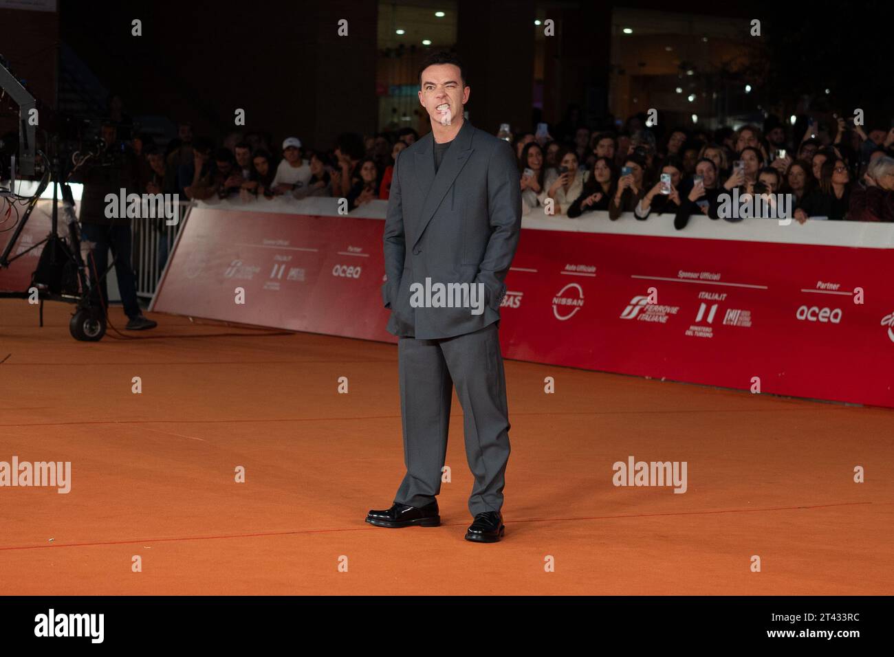 ROMA, ITALIA - OTTOBRE 27: Salmo partecipa ad un Red carpet per il film 'CVLT' durante il 18° Festival del Cinema di Roma all'Auditorium Parco della musica il 27 ottobre 2023 a Roma. (Foto di Luca Carlino/NurPhoto)0 Foto Stock