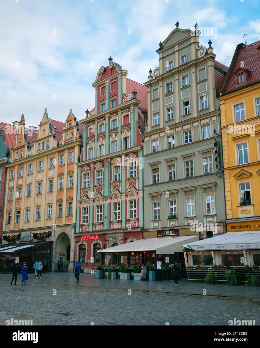 Architettura in Piazza del mercato, a Wrocław, Polonia Foto Stock