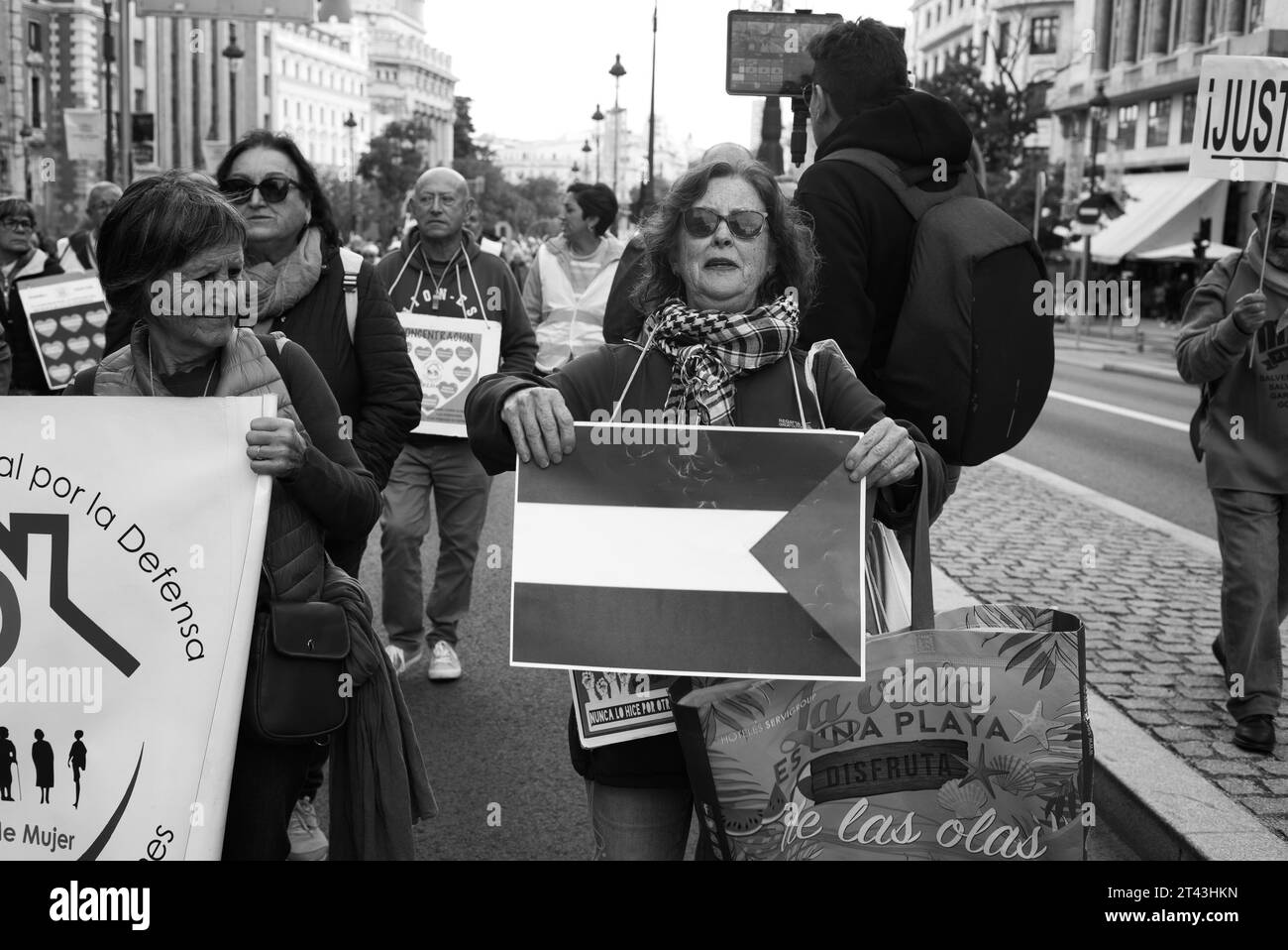 I pensionati protestano, nel centro di Madrid, durante una manifestazione per chiedere un aumento della pensione minima a 1080 e per garantire le pensioni. Ottobre 28, Foto Stock