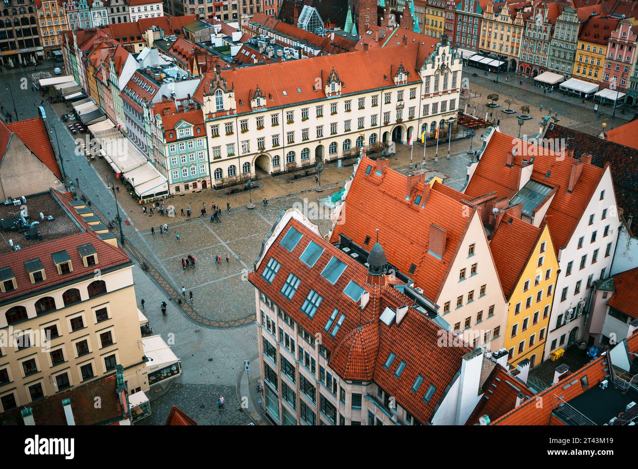 Una vista sulla storica Piazza del mercato di Wrocław, Polonia Foto Stock