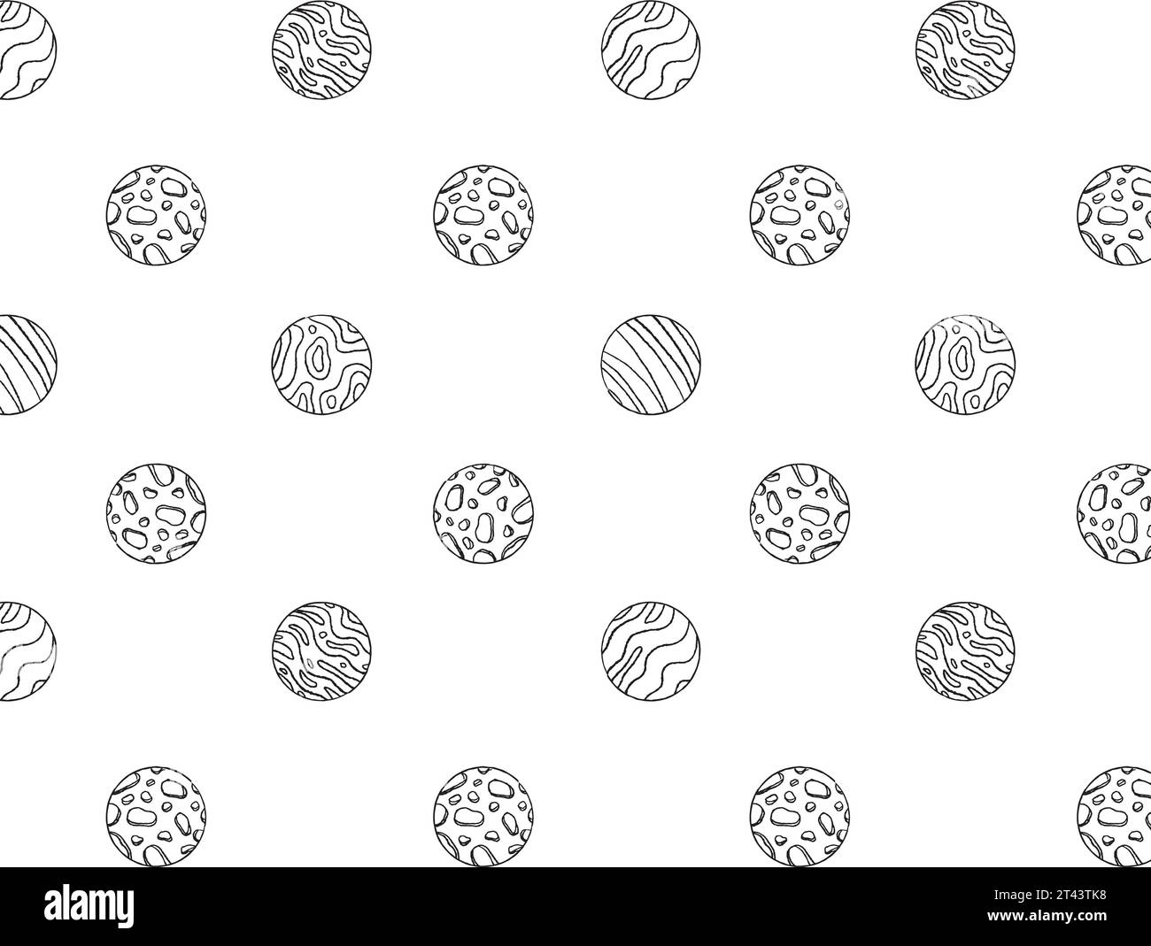 Schema planetario, su sfondo trasparente. Pianeti, spazio, stampa per tessuti. Illustrazione di Doodle, grafica vettoriale. Illustrazione Vettoriale