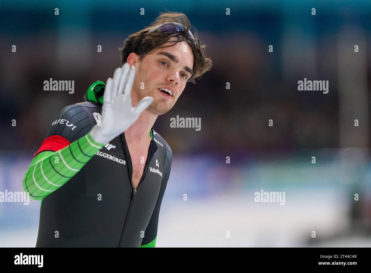 Heerenveen, Paesi Bassi. 27 ottobre 2023. HEERENVEEN, PAESI BASSI - OTTOBRE 27: Gareggia sui 5000 m maschili durante lo Speed Skating WCQT il 27 ottobre 2023 a Heerenveen, Paesi Bassi (foto di Andre Weening/Orange Pictures) credito: Orange Pics BV/Alamy Live News Foto Stock