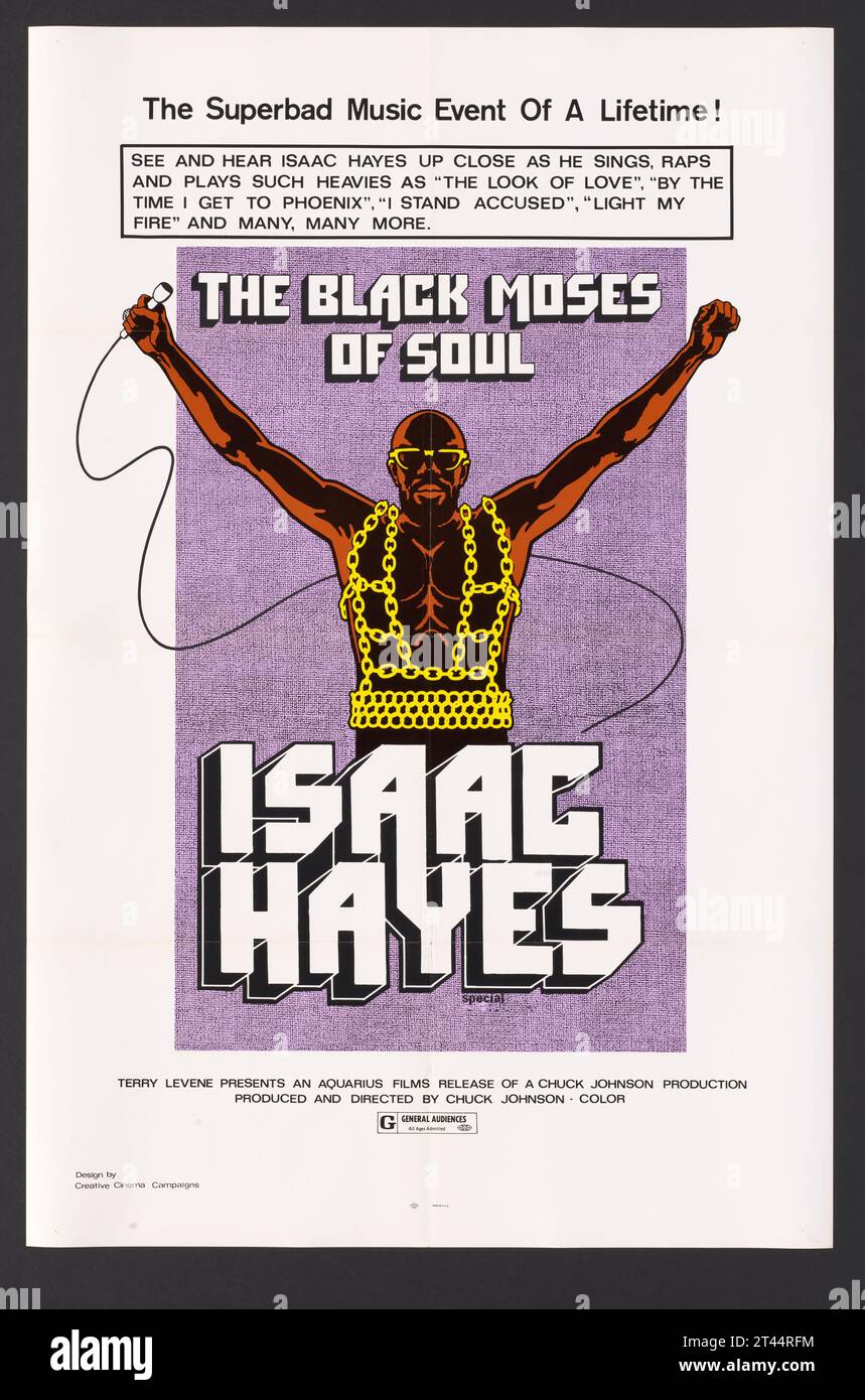 Poster cinematografico per The Black Moses of Soul, una biografia del 1973 di Isaac Hayes, diretta da Chuck Johnson. Foto Stock