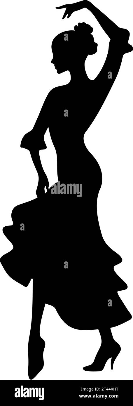 Silhouette ballerina spagnola di flamenco. Illustrazione vettoriale Illustrazione Vettoriale