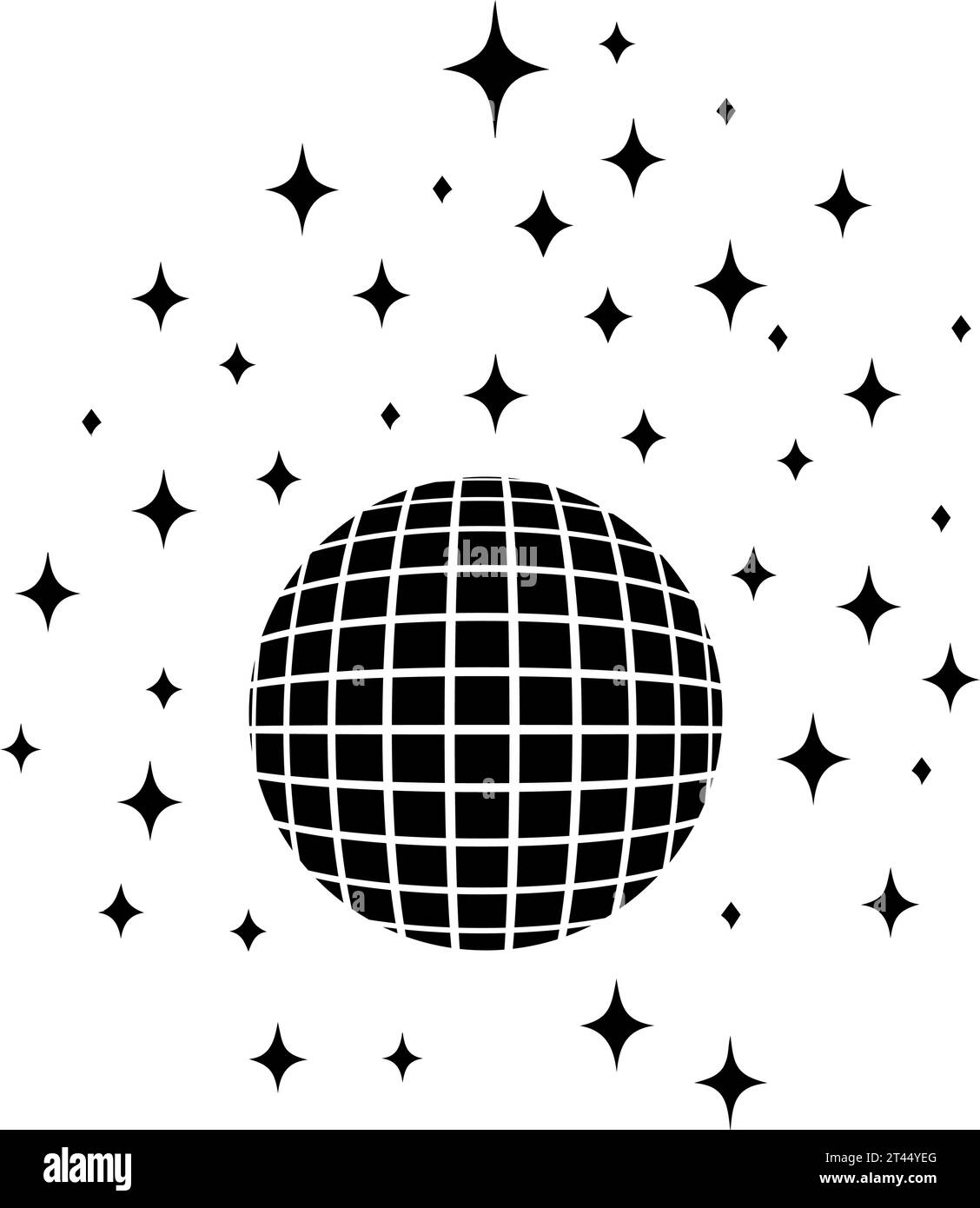 Simbolo icona della sfera da discoteca e delle stelle. Illustrazione vettoriale Illustrazione Vettoriale