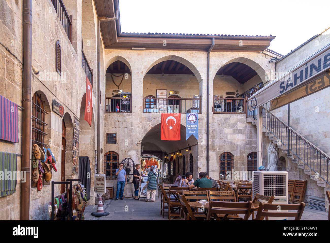 Yasayan Muze Tarihi Gumruk Hani Heritage Museum a Gaziantep, Türkiye Turchia Foto Stock