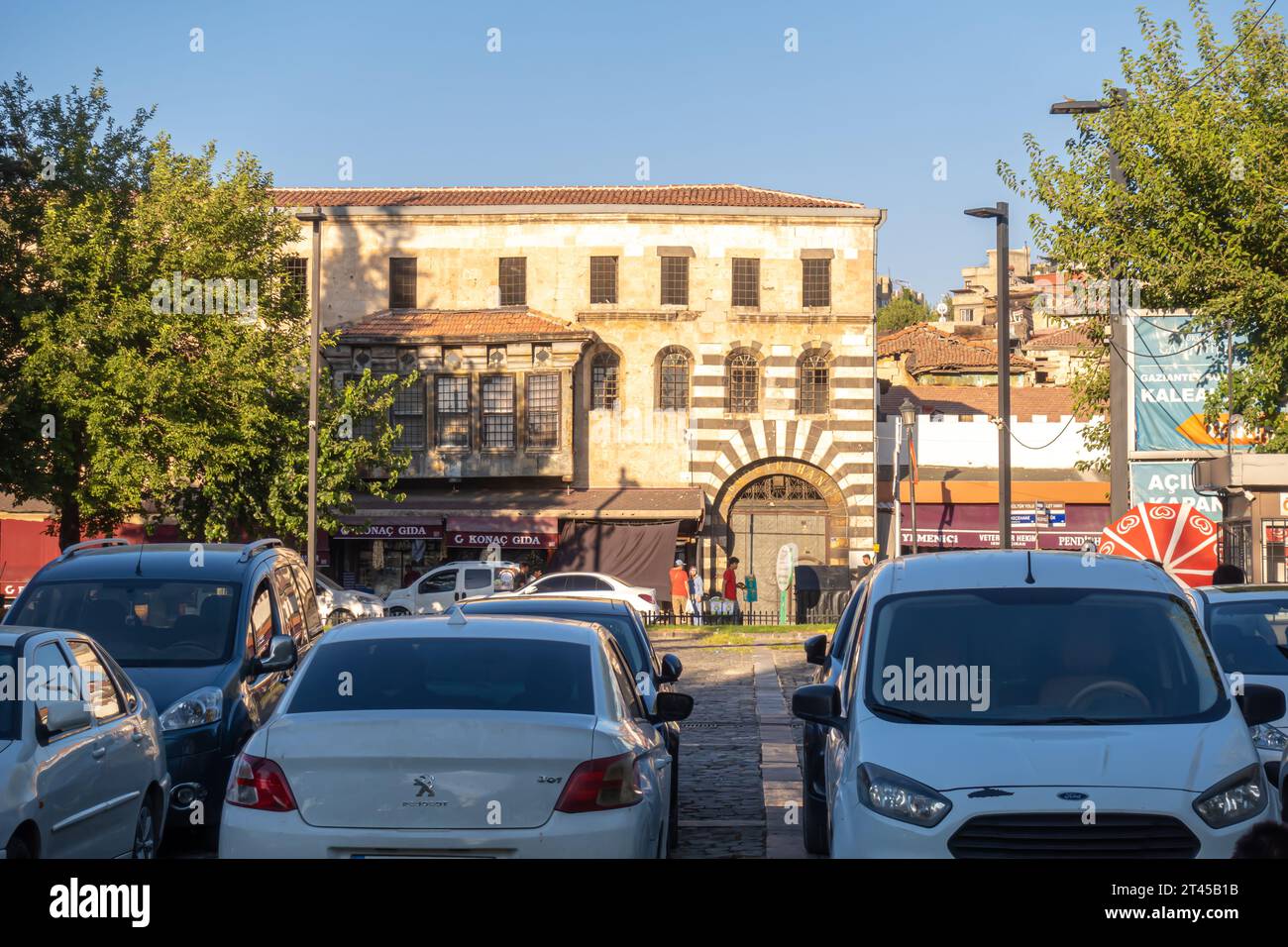Elmaci Pazari, storico Bazaar, edificio del mercato del bazar, punto di riferimento a Gaziantep in Turchia Foto Stock