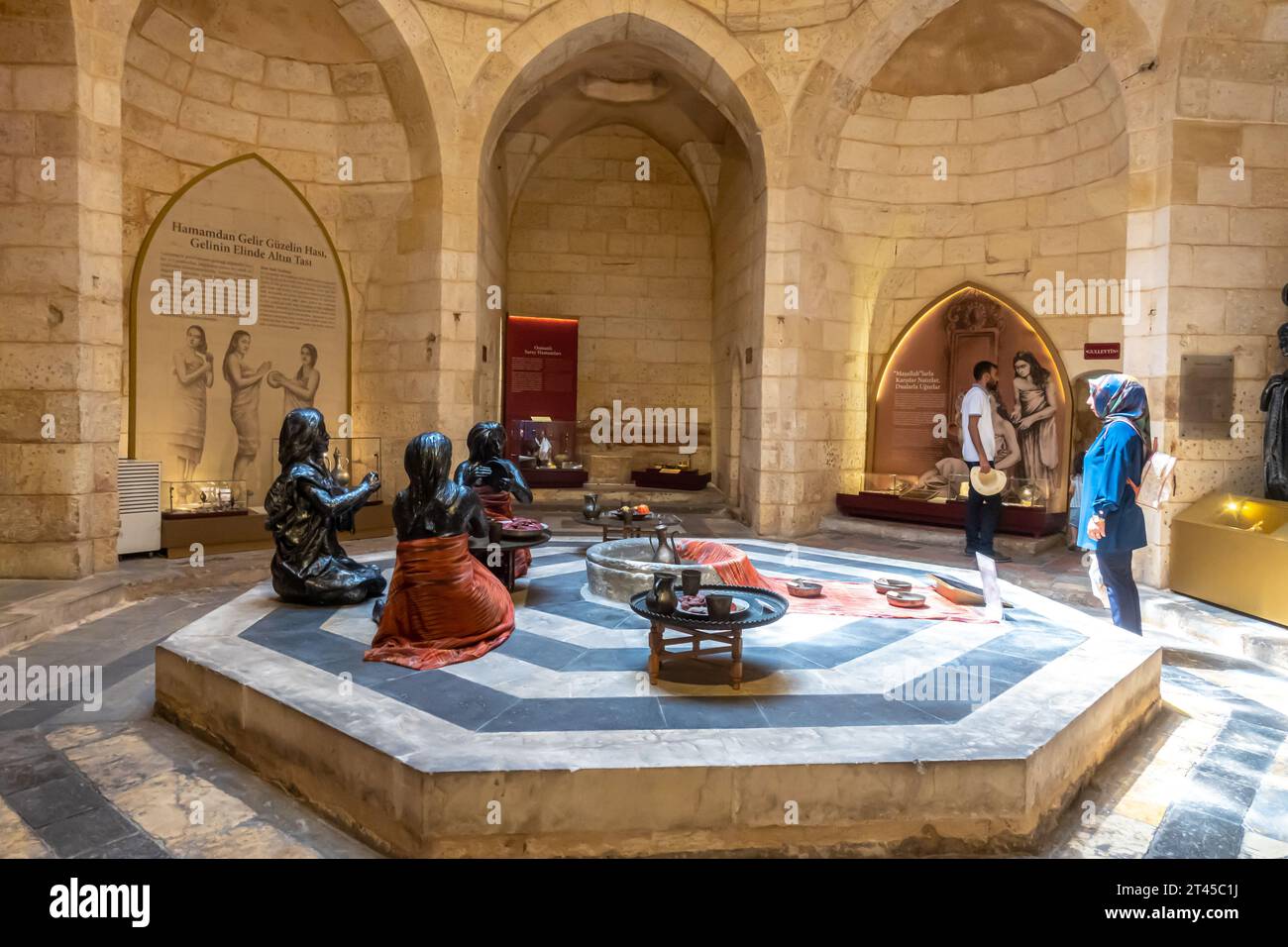 Esposizione di tradizione del bagno di spose al Museo Gaziantep Hamam Foto Stock