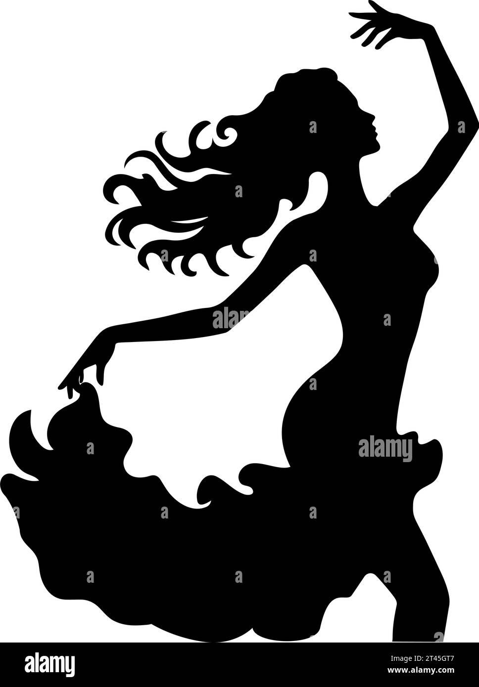 Donna che danza silhouette. Illustrazione vettoriale Illustrazione Vettoriale