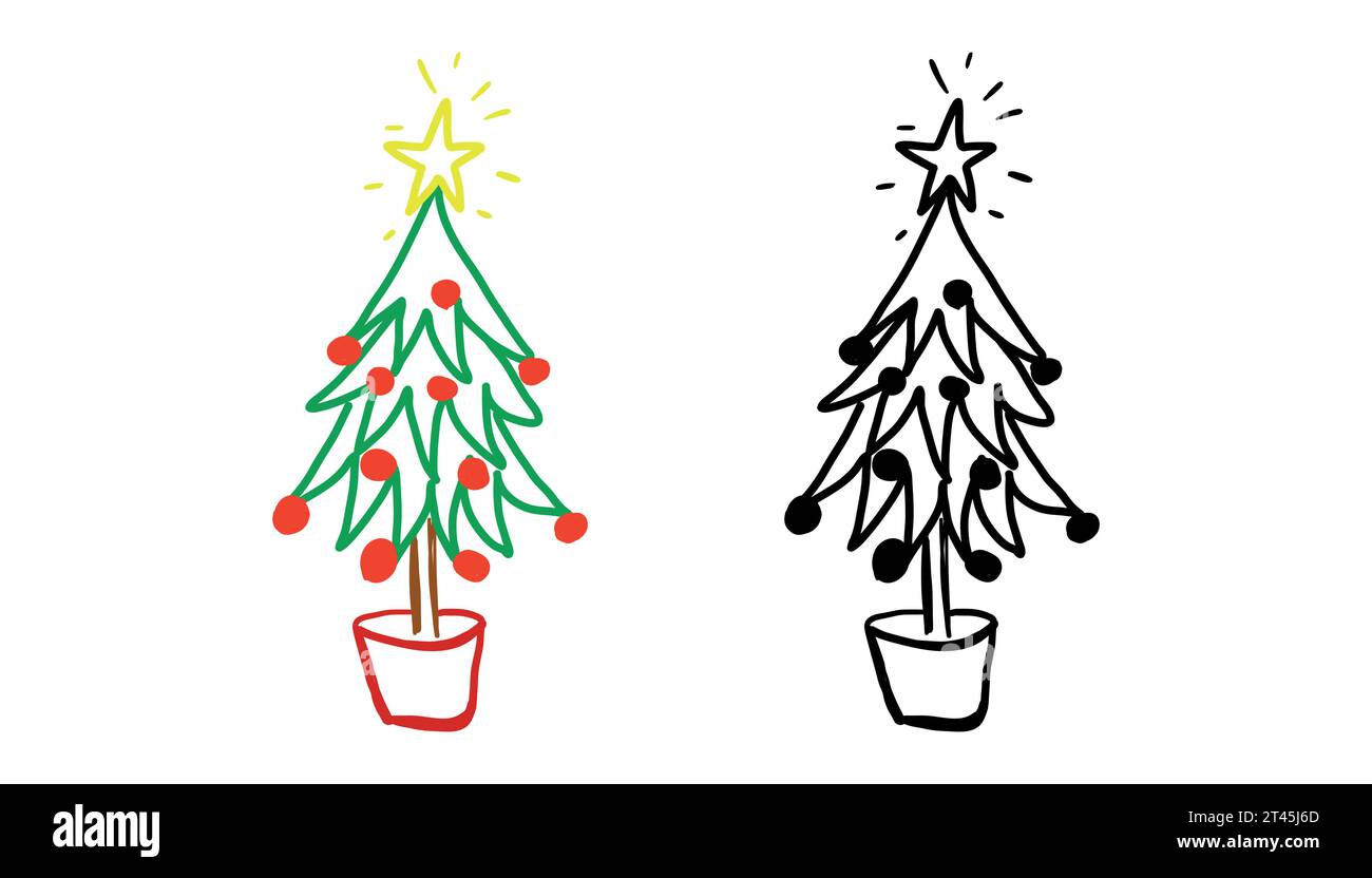Albero di Natale disegno a mano illustrazione Illustrazione Vettoriale