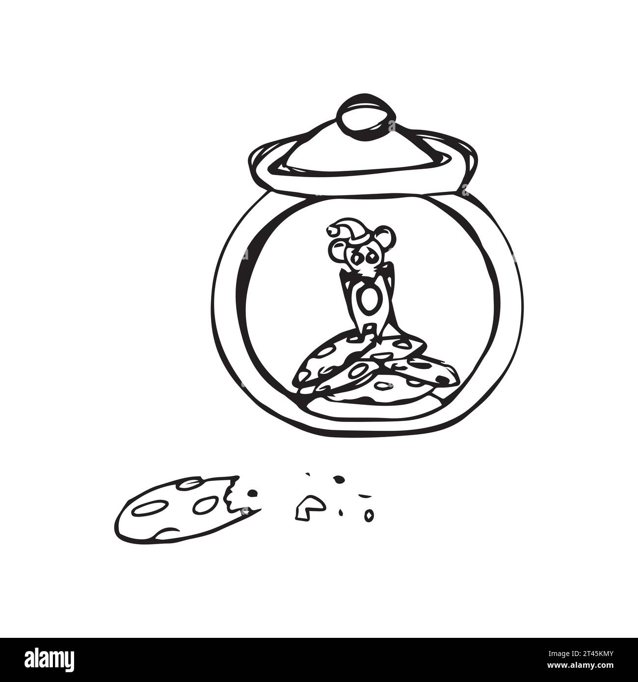 disegnare a mano un simpatico topo invernale. Nuovo anno e buon Natale. Illustrazione Vettoriale