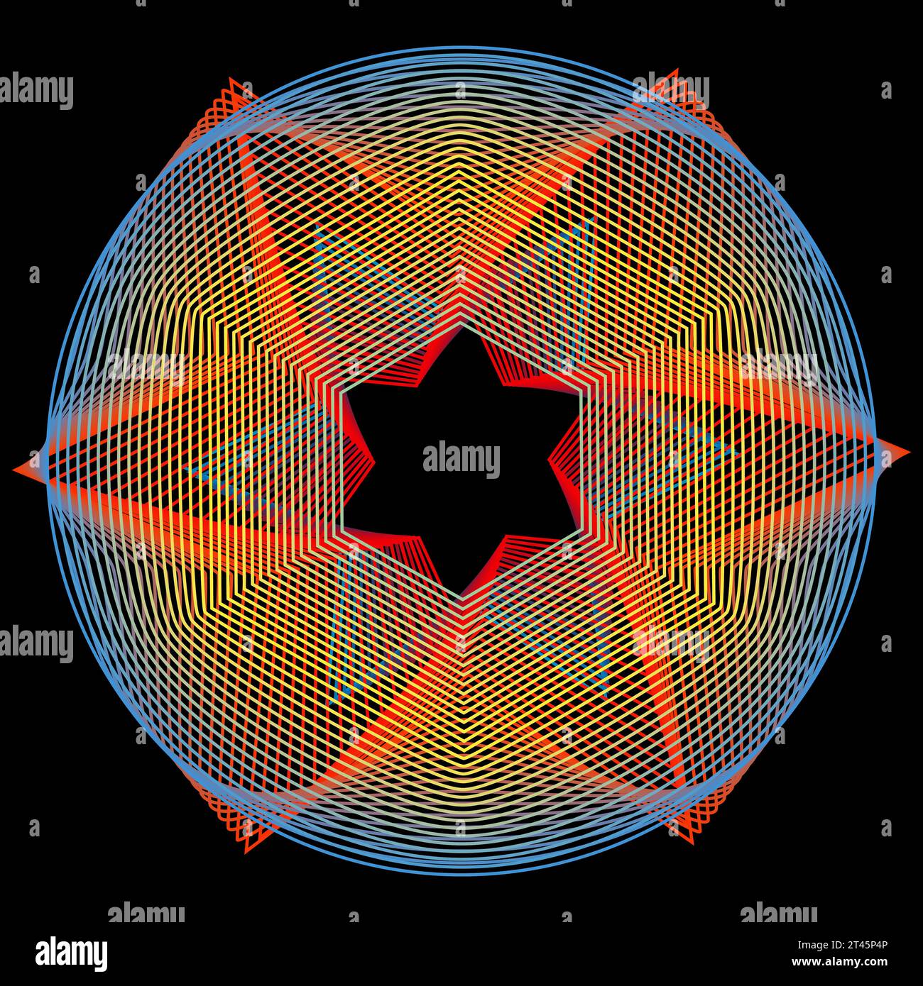 Modello vettoriale di sfondo astratto colorato in stile string art con diverse forme geometriche combinate Illustrazione Vettoriale
