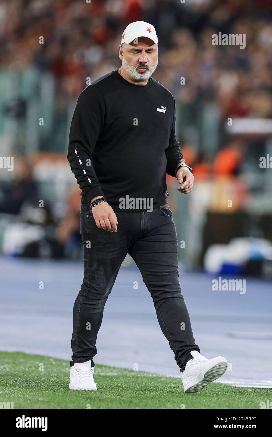 Roma, Italia. 26 ottobre 2023. Durante la partita di calcio del gruppo G di Europa League tra AS Roma e Sportovni Klub Slavia Praha allo stadio Olimpico il 26 ottobre 2023 a Roma, Italia. Credito: Agenzia fotografica indipendente/Alamy Live News Foto Stock