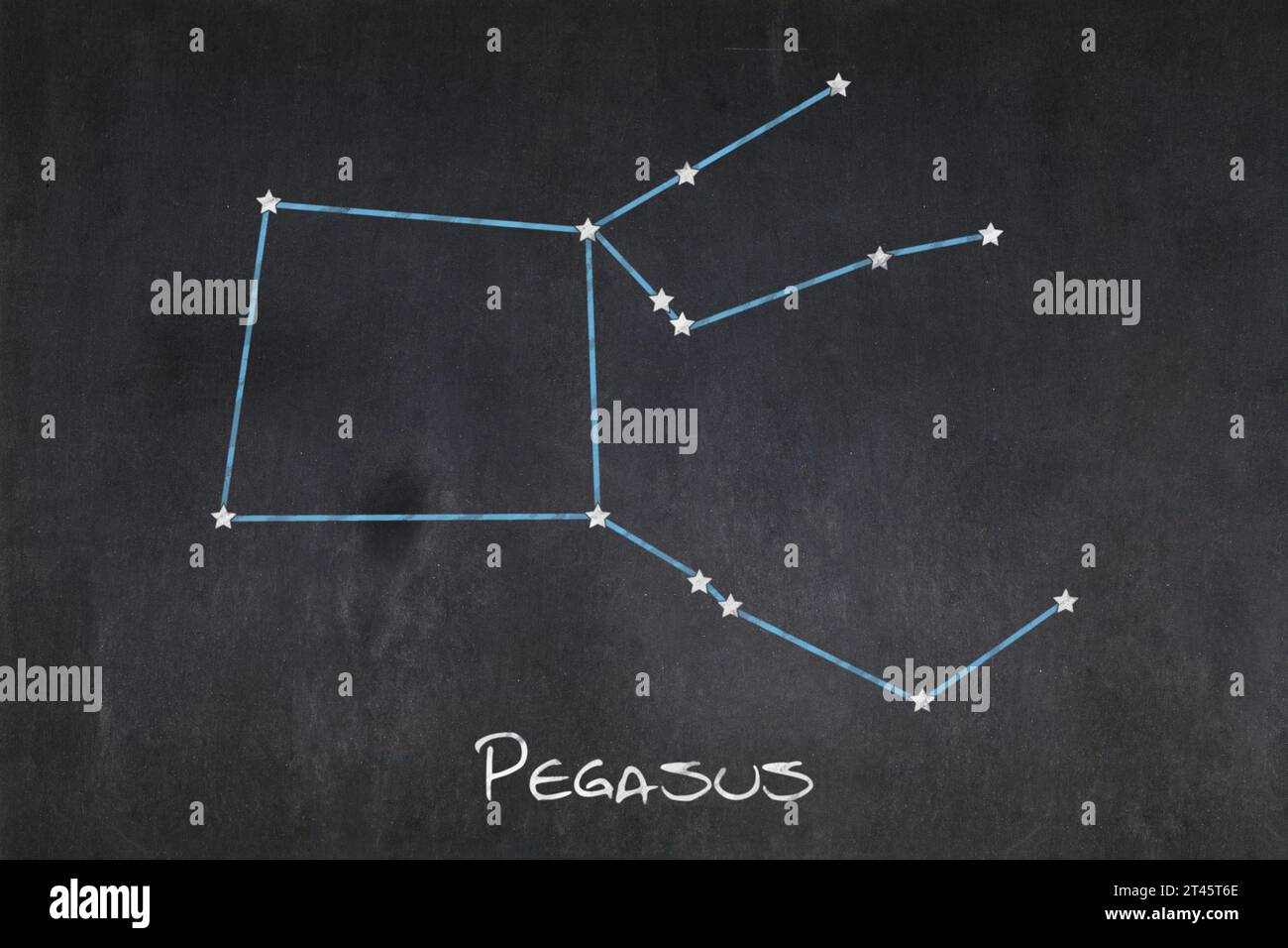 Lavagna con la costellazione di Pegasus disegnata al centro. Foto Stock