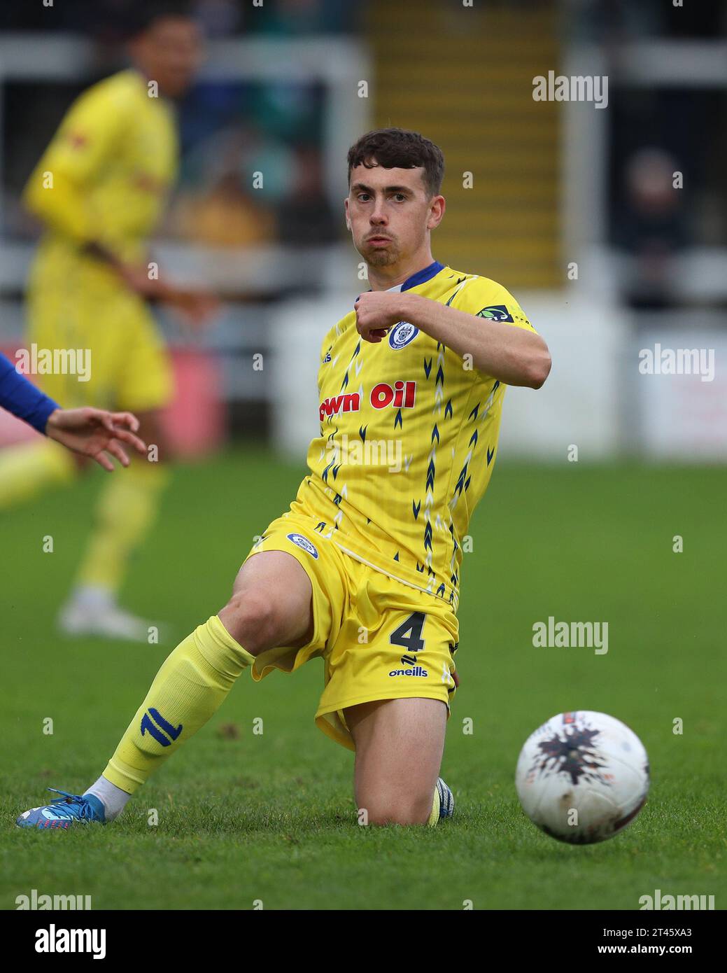 Ryan East di Rochdale durante la partita della Vanarama National League tra Hartlepool United e Rochdale al Victoria Park, Hartlepool, sabato 28 ottobre 2023. (Foto: Mark Fletcher | mi News) crediti: MI News & Sport /Alamy Live News Foto Stock