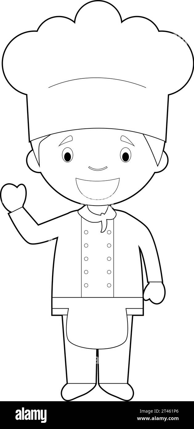 Semplice illustrazione vettoriale di un cuoco in cartoni animati. Illustrazione Vettoriale