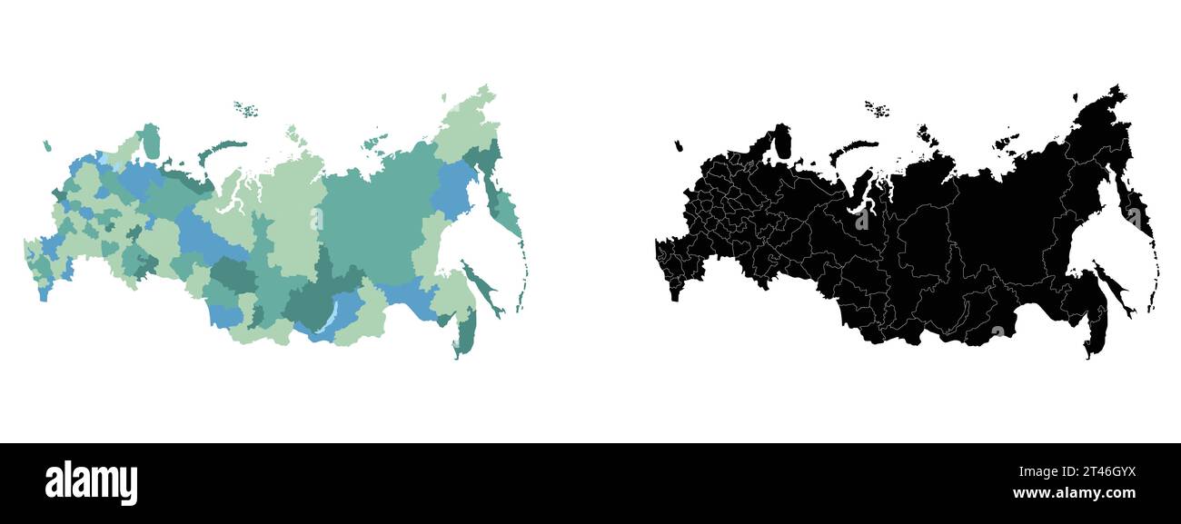 Mappa di silhouette vettoriale per la Russia sfondo bianco Illustrazione Vettoriale